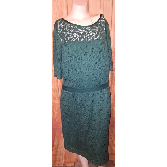 Danny & Nicole Dresses & Skirts - Danny & Nicole Green Lace Short Sleeve Dress Sz 16